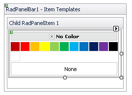 Color picker in template design surface