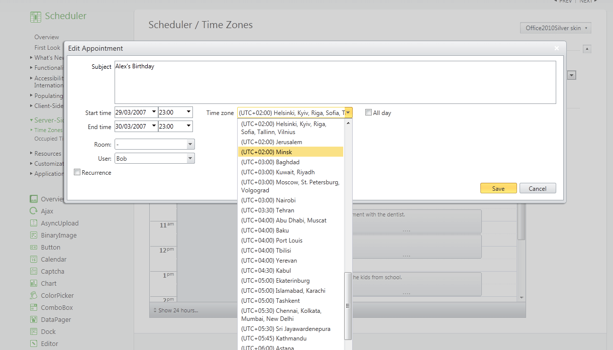 scheduler timezone advanced Form
