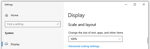 Windows display settings