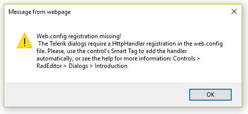 Web.config Registration Missing error
