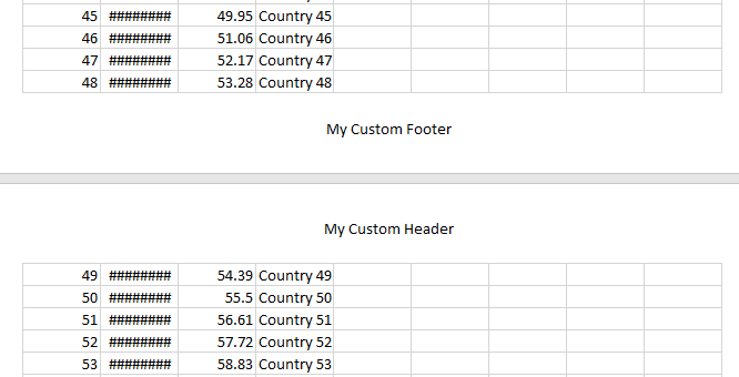Document Header and Footer of Exported Excel XLSX File