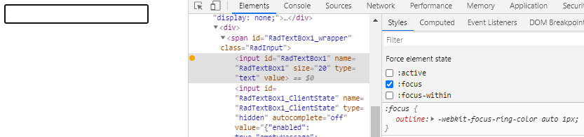 RadTextBox HTML inspect