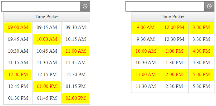 Highlight rounded hours