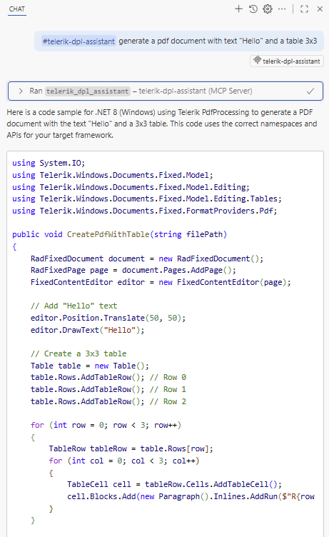 Produced Result with MCP Server in VS Code Merging PDFs ><