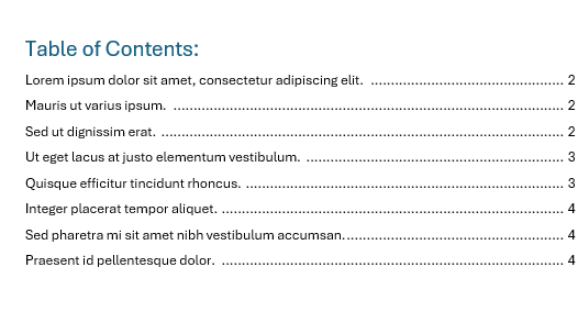 TOC of Merged Documents