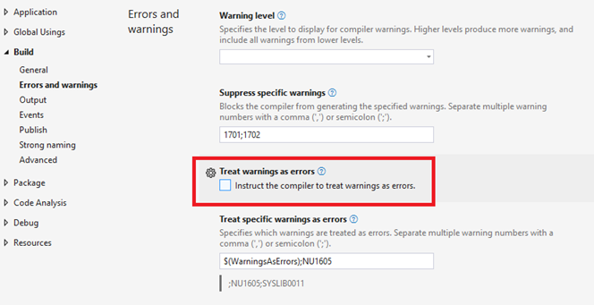 Treat Warning as Errors