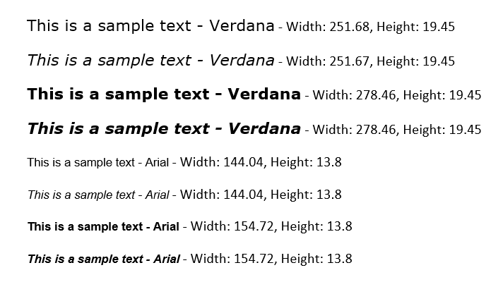 WordsProcessing Measure Text .NET Framework