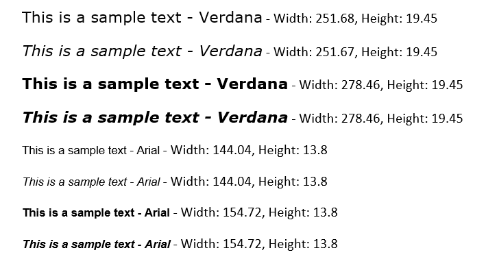 WordsProcessing Measure Text .NET Standard