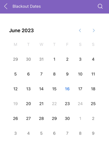 .NET MAUI Calendar Blackout Dates