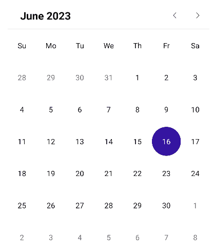 .NET MAUI Calendar Month View
