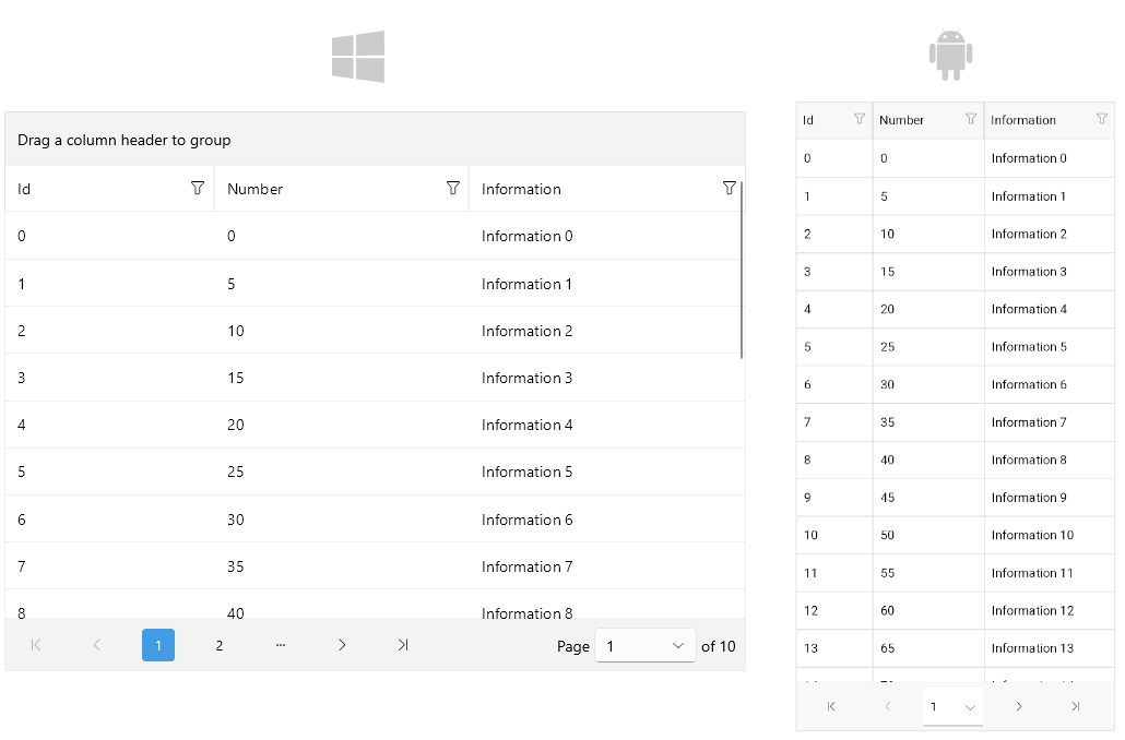 .NET MAUI DataPager with DataGrid