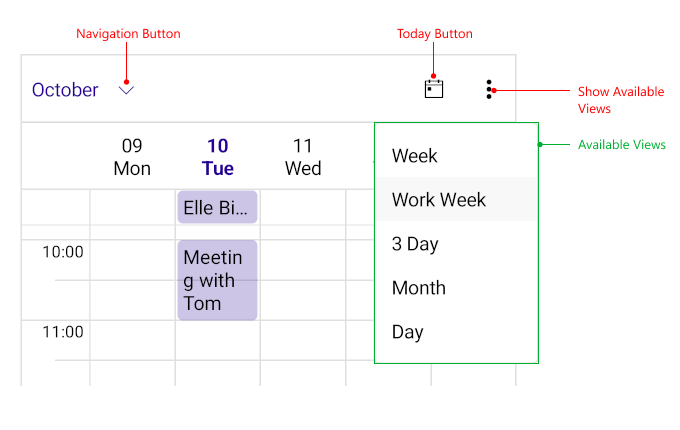 Telerik UI for .NET MAUI Scheduler Header Visual Structure