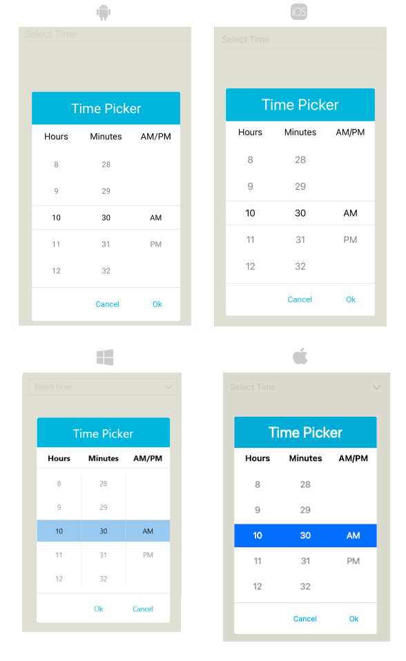 Time Picker Popup Style