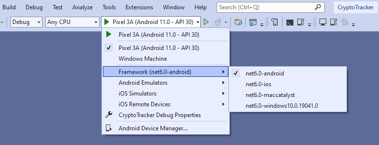 Telerik UI .NET MAUI CryptoTracker App VS