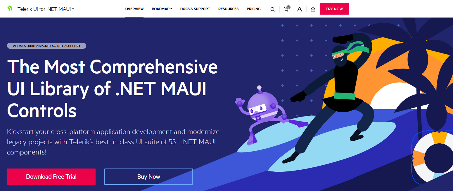 Product page for downloading Telerik UI for .NET MAUI