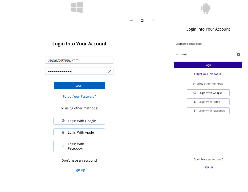 .NET MAUI Login Screen