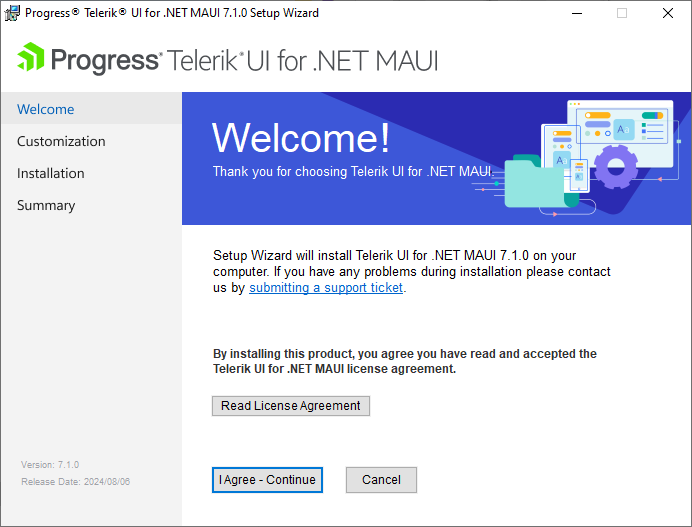 Telerik UI for .NET MAUI MSI Installer