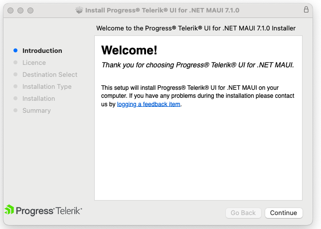 Telerik UI for .NET MAUI PKG Installer