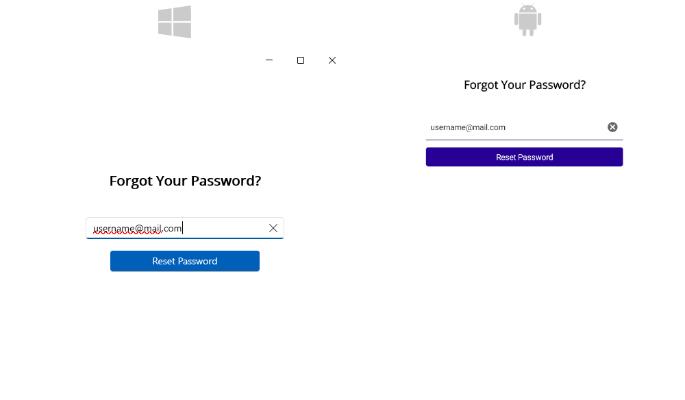 .NET MAUI Reset Password Screen