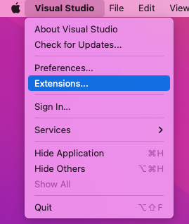 Accessing Visual Studio extensions on macOS