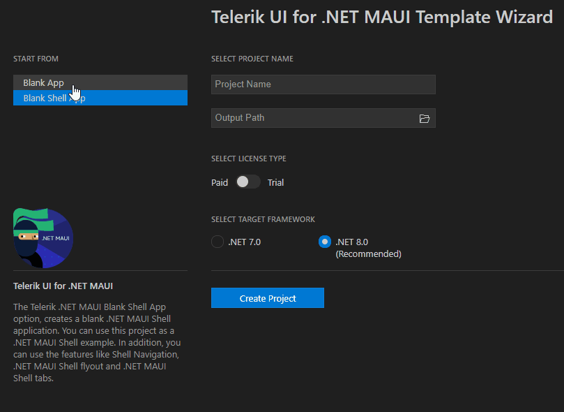 Telerik UI for .NET MAUI VS Code snippets