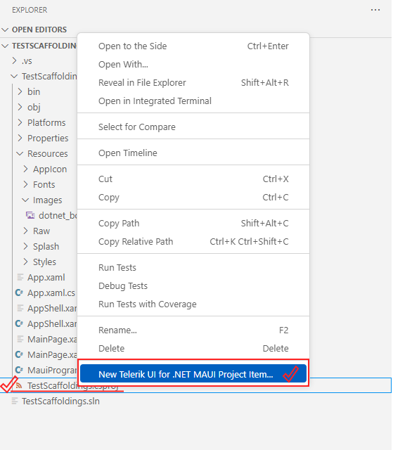 .NET MAUI Scaffolding dialog