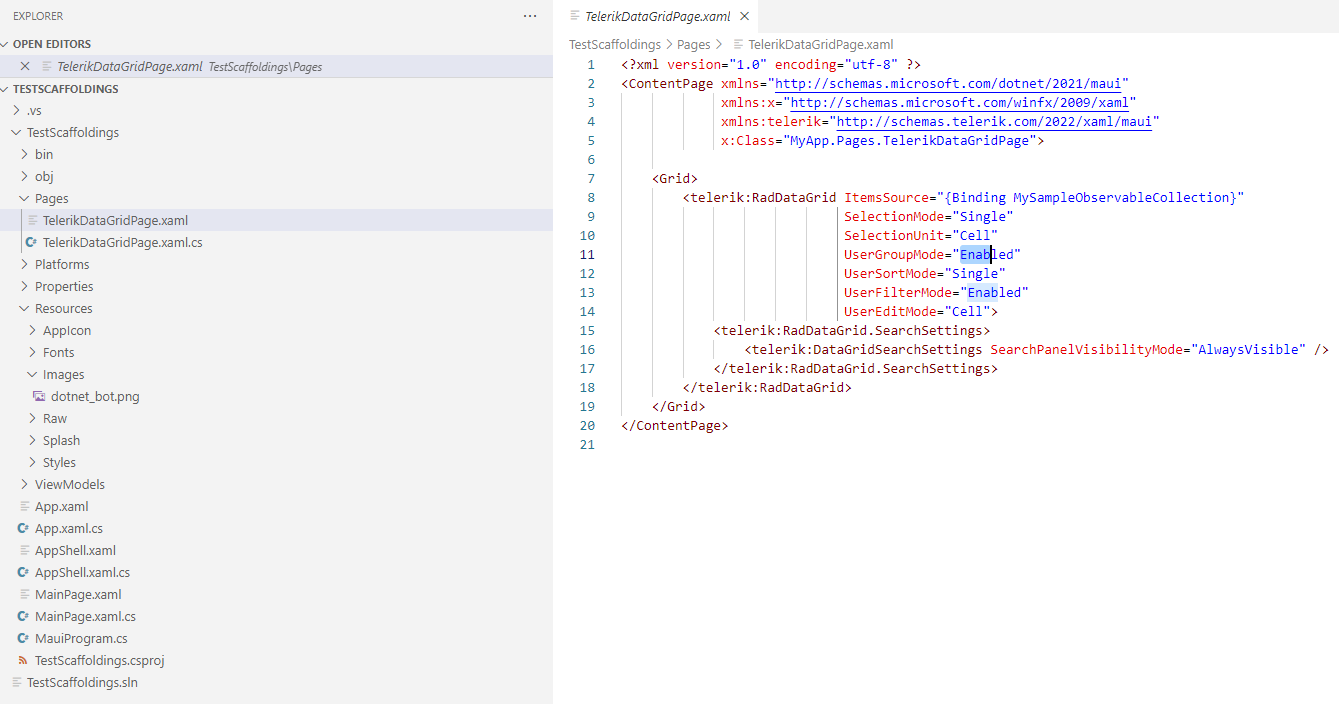 .NET MAUI Scaffolding result