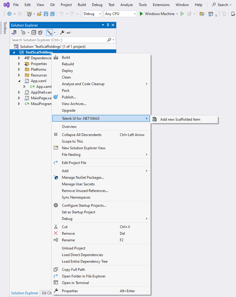 .NET MAUI Scaffolding dialog