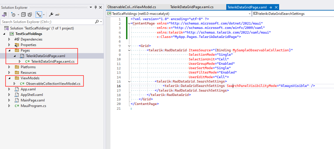 .NET MAUI Scaffolding result