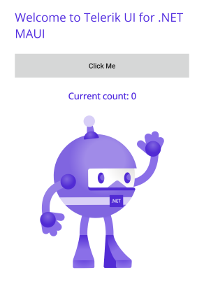 Welcome to Telerik UI for .NET MAUI app initial screen on Windows