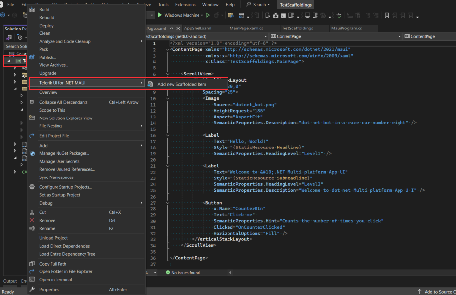 .NET MAUI Scaffolding dialog