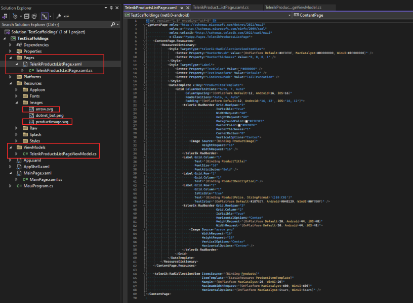 .NET MAUI Scaffolding result