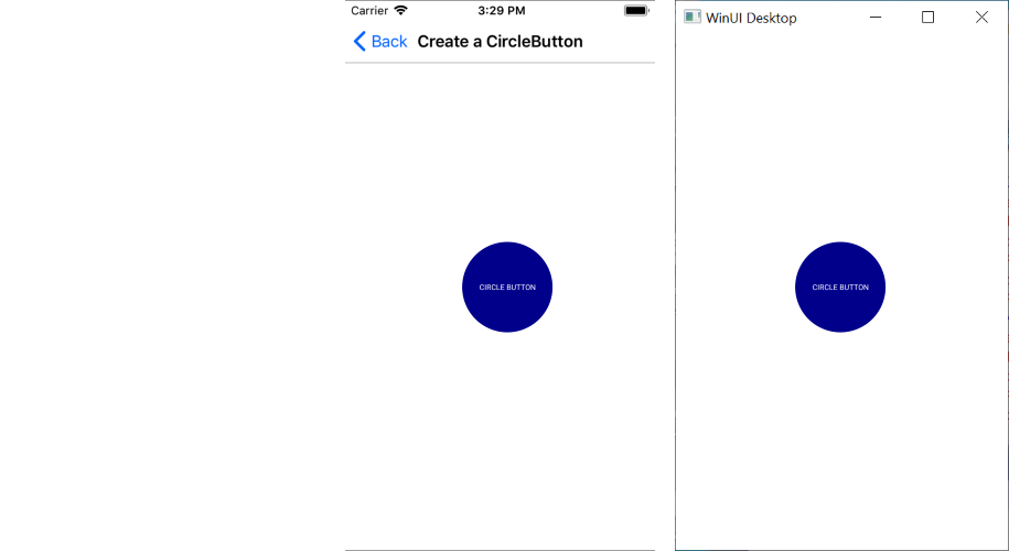 A Telerik UI for .NET MAUI Circular Button in iOS, Android, and WinUI desktop environment