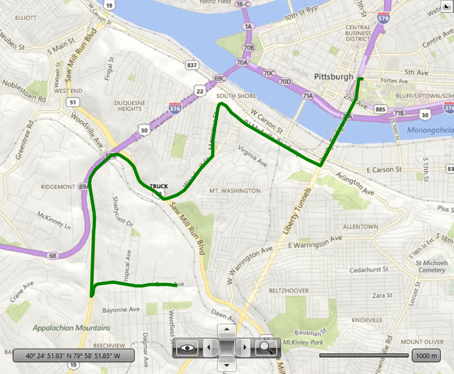 Silverlight RadMap Route shape representing the route response returned by the truck route API