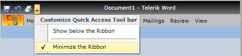 Silverlight RadRibbonView Minimize the Ribbon Menu Item