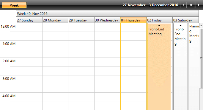 Silverlight RadScheduleView Showing the week group headers