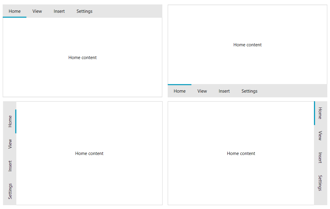 Silverlight RadTabControl All tabstrip placements