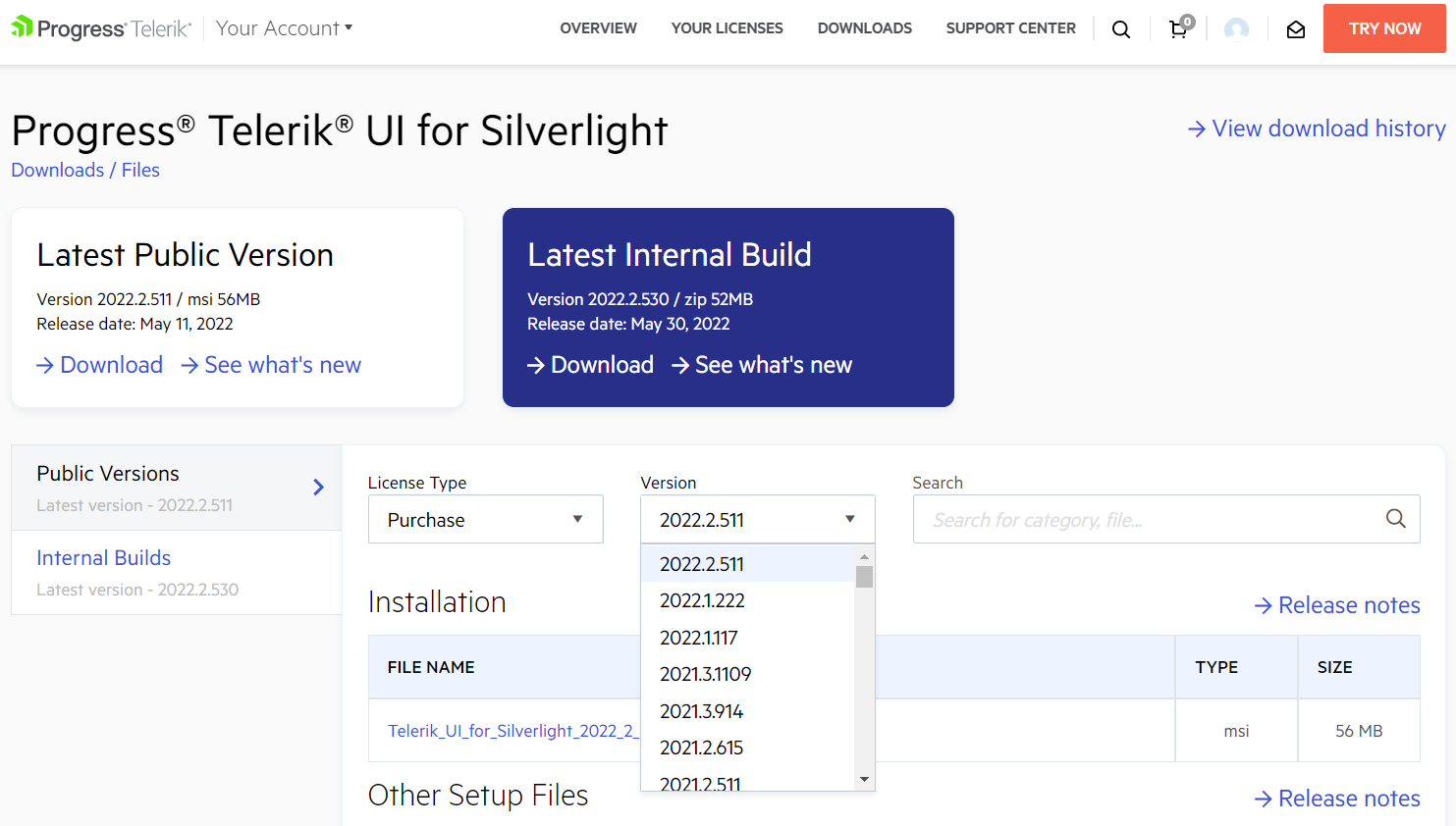 Silverlight Progress Site Telerik UI for Silverlight Available Versions