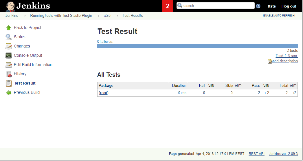 Check the junit results