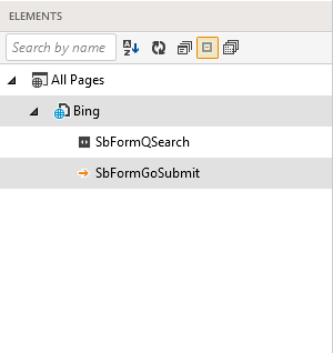 Element explorer with one page node