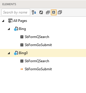 Element explorer with two page node
