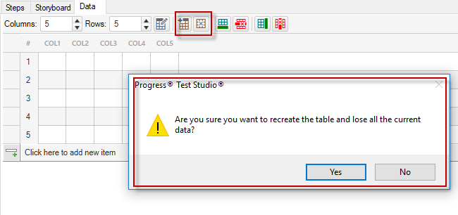 Create new or remove data table