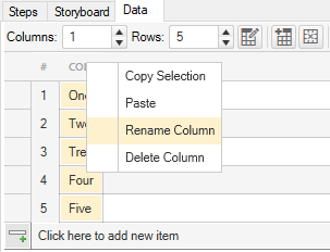 Enter values and rename the column