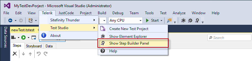 Show Step Builder From Menu