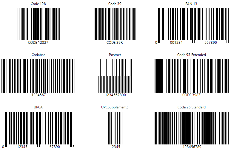 WinForms RadBarcode Overview Sample