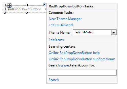 WinForms RadDropDownButton Smart Tag