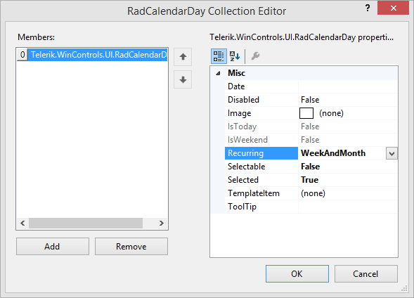 WinForms RadCalendar Adding special days