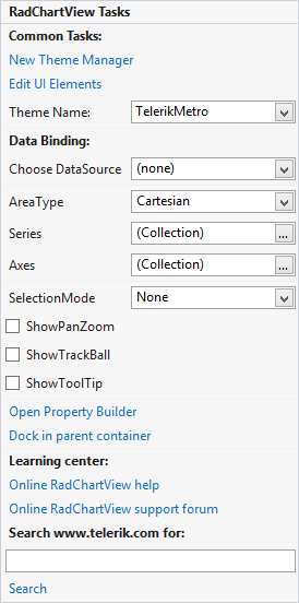 WinForms RadChartView Smart Tag Design Time