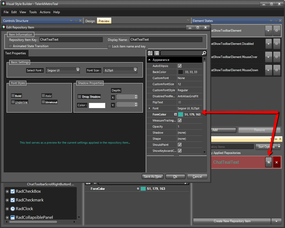 WinForms RadChat MouseOver