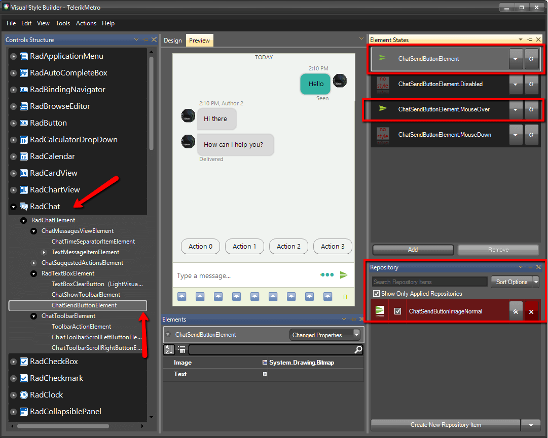 WinForms RadChat ChatSendButtonElement